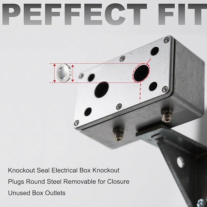 20 Pack Knockout Seals, Galvanized Steel Electrical Box Plugs, Zinc-Plated Rust - Image 2