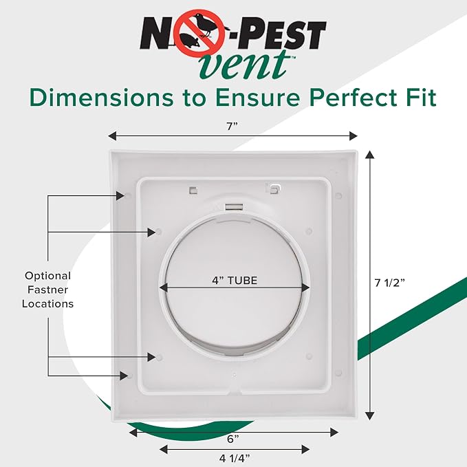 NO-PEST VENT Dual Door Dryer Vent Cover 4 Inch Outdoor, Made in USA, Highest - Image 4