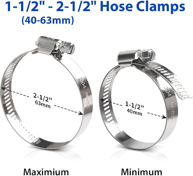 20 Pcs 2.5 Inch Hose Clamp, Stainless Steel Hose Clamps - Image 2