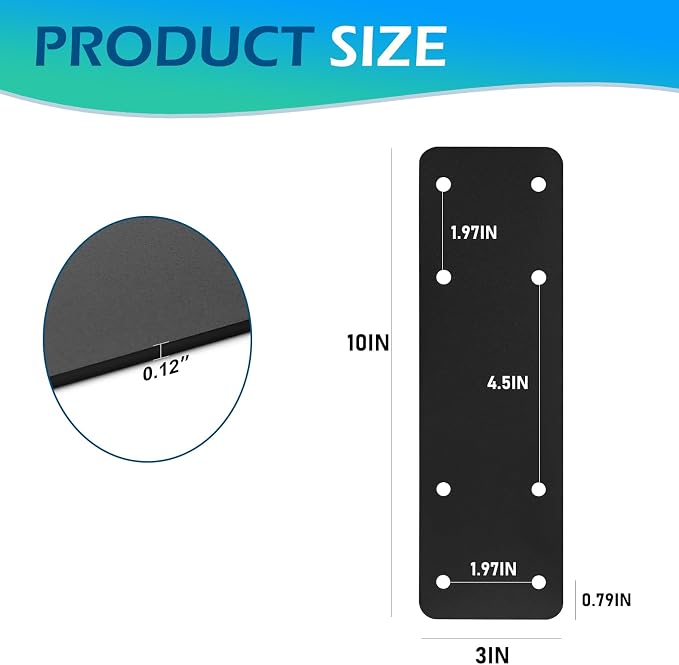 Straight Steel Plate 2pcs, 6x6 Lumber | Black Powder Coated Heavy Duty Pergola - Image 3