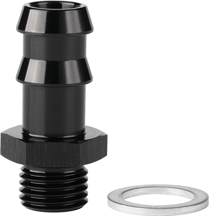 M14x1.5 Male Metric to 1/2 Barb Fuel Pump Inlet Adapter Fitting Aluminum Black by Podavelle