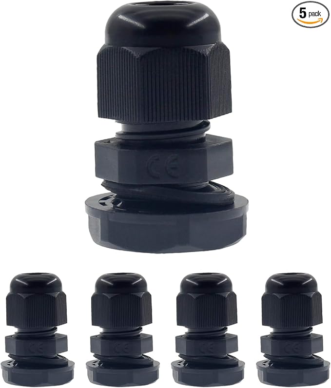 1/4 Inch NPT Strain Relief Nylon Cord Grip, SAFYY 5 PCS Waterproof Cable Glands by SAFYY