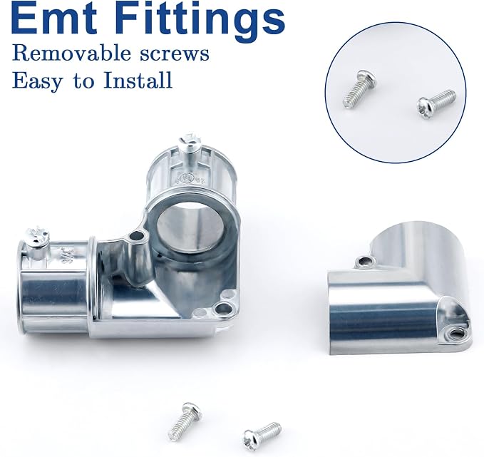 Gisafai 10 Pcs EMT Conduit Fittings Inside Corner Pull Elbow, EMT 90 Degree - Image 3