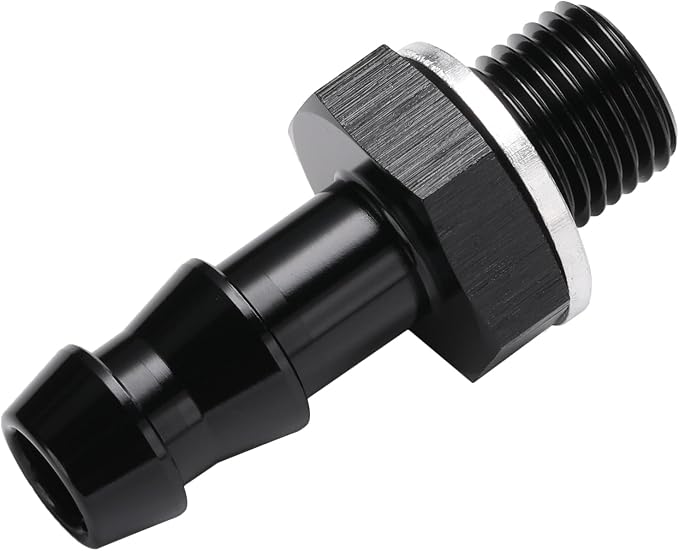 M10x1.0 Male Metric to 5/16 Barb Fuel Pump Outlet Adapter Fitting Aluminum Black - Image 5