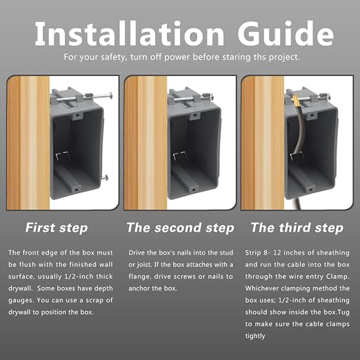 New Work Electrical Nail Outlet Box, 18 cu in, 12 Pack | Designed - Image 3