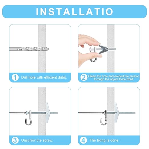 50 Pcs 1/8 Inch Heavy Duty Metal Drywall Anchors Kit | Toggle Bolts and Wing - Image 4