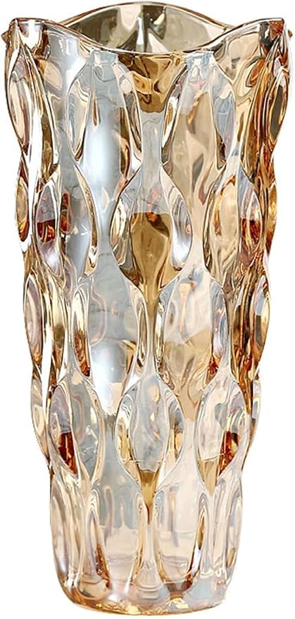 CEMABT Amber Glass Vase for Centerpieces, 9.4-inch Height, 5.1-inch Opening by CEMABT