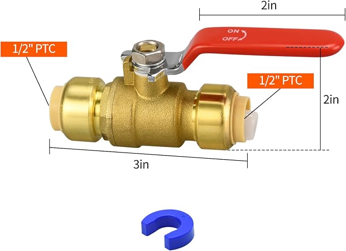 4pcs 1/2" Push Fit Ball Valve - Image 2
