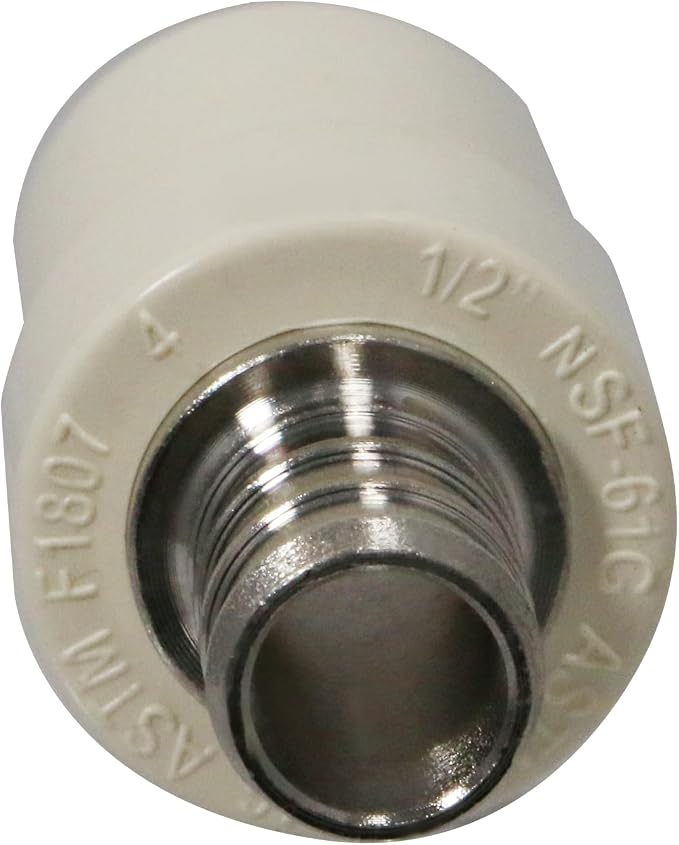 10 Pack XFITTING 1/2" Pex x 1/2" CPVC Coupling, Brass Pex B Crimp - Image 3