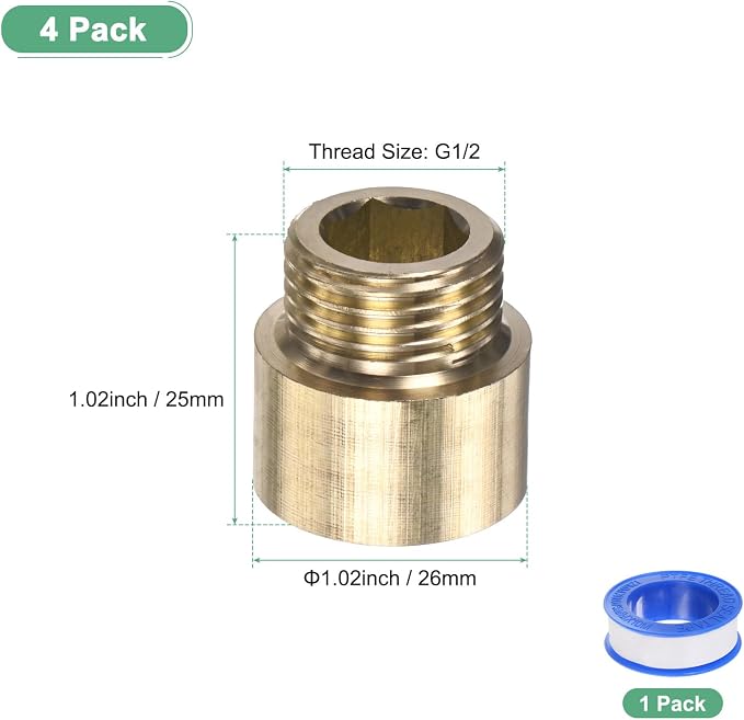 M METERXITY Shower Head Extension Arm, Brass G1/2 Male to Female Extension Pipe - Image 3