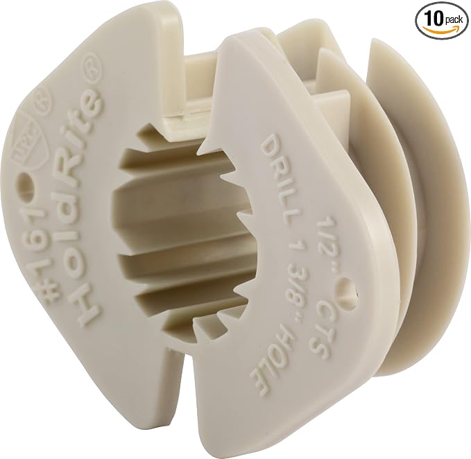 HoldRite 1/2 Inch Thru Stud Isolation Clamp, 10 Pack, Pipe Support by HoldRite