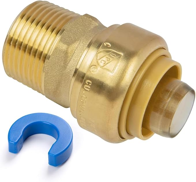 1/2" PTC to 1/2" NPT Male Adapter Push-Fit, Push to Connect Brass Plumbing by KAINGA