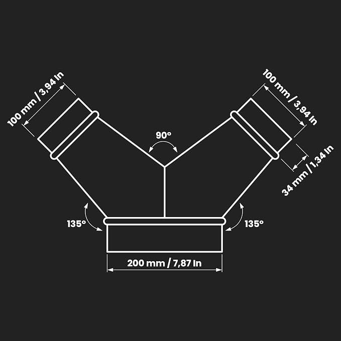 8" inch to 4" inch Branches Y-Shape Ducting Splitter - Image 2