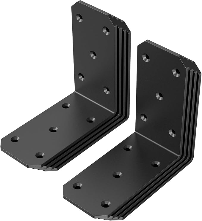 Heavy Duty L Brackets, 5x5 Inch, 300 LBS, 8 Pack | Carbon Steel, Rust Resistant by Unknown