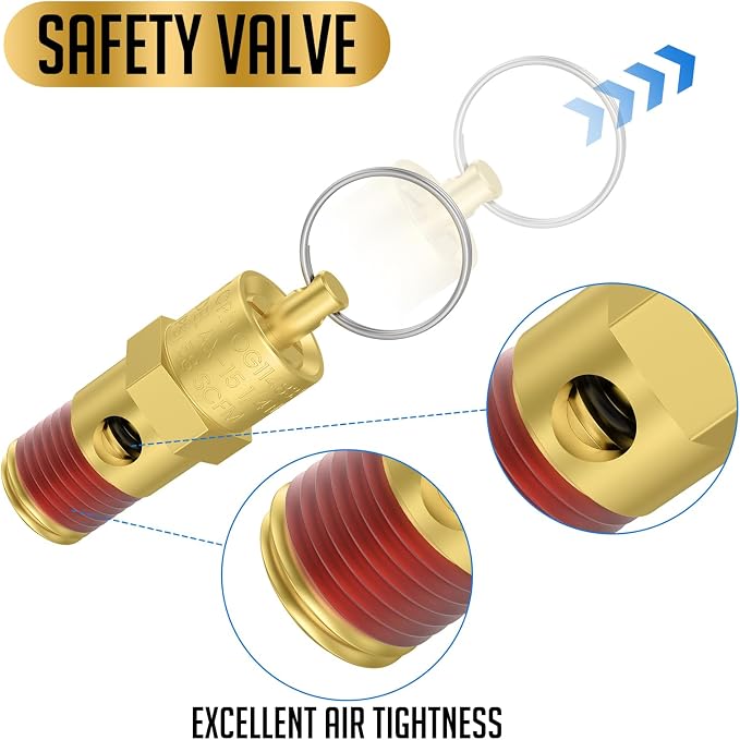 2 Pcs 1/4" NPT 200 PSI Air Compressor Pressure Relief Valve, Brass Safety Valve - Image 5