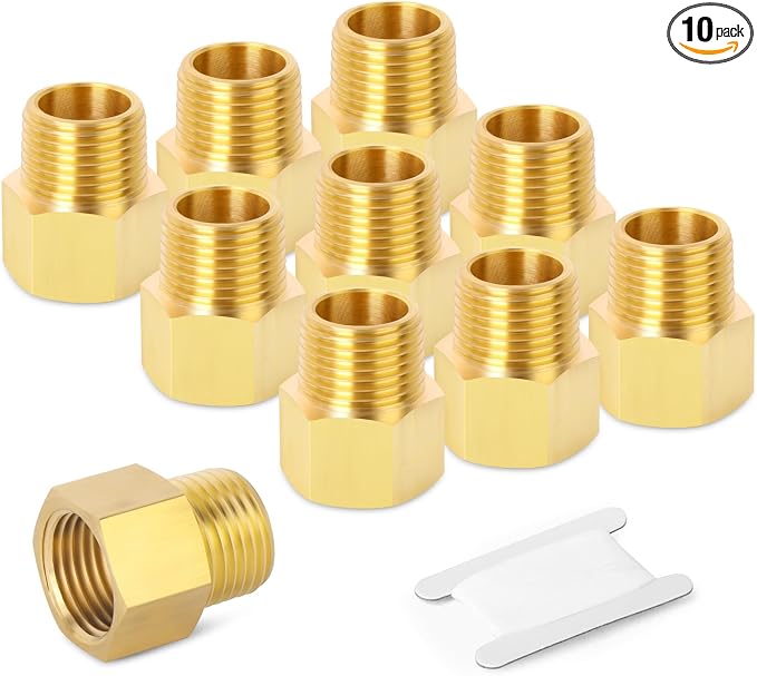 GASHER 5PCS Brass Pipe Fitting, 1/2-Inch Male Pipe x 1/2-Inch Female Pipe by GASHER