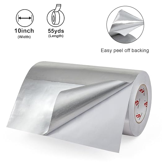 BOMEI PACK 10 Inch Aluminum Foil Tape, Heavy Duty Metal Foil Duct Tape - Image 3