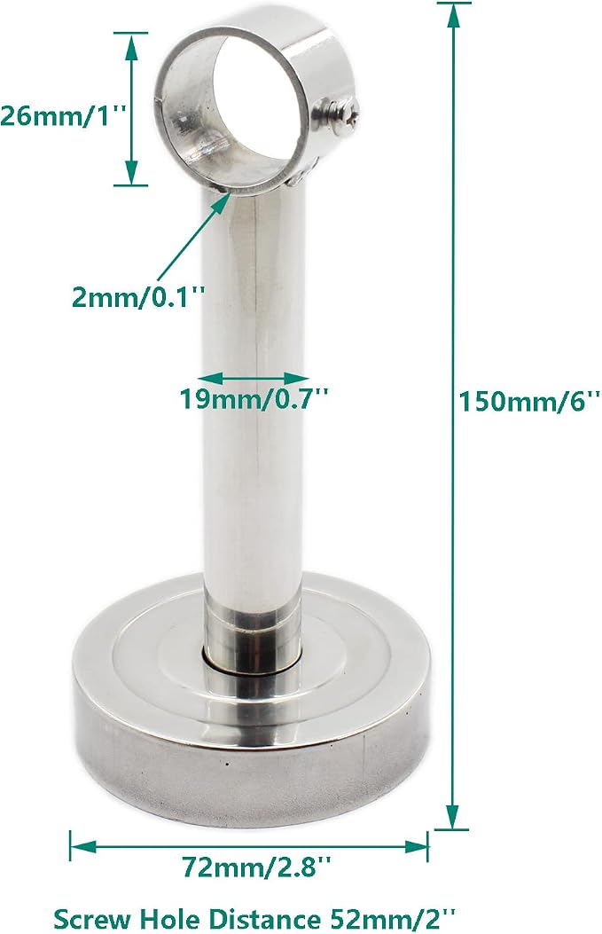 2 Pack Ceiling Mount Bracket, Stainless Steel Wardrobe Pipe Bracket Rod Holder - Image 2