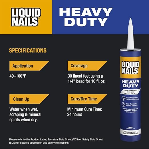 Liquid Nails Heavy Duty 28 oz. Tan Latex-Based Construction Adhesive Low VOC - Image 4