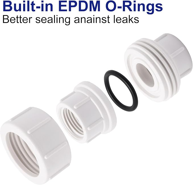 1/2 inch PVC Pipe Union Fittings, PVC Connectors Female Thread Coupling - Image 3