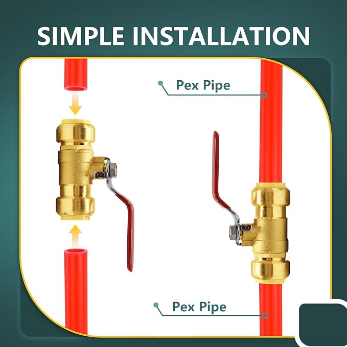 1" Ball Valves, 4 Pack Push Fit Shut Off Valves - Image 5