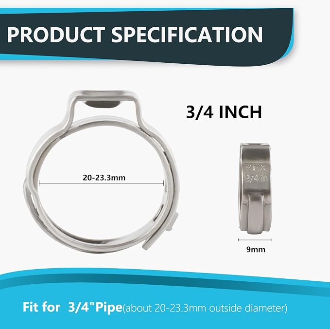 2000PCs 3/4 Inch PEX Cinch Clamp Rings, 304 Stainless Steel Crimp Rings - Image 2