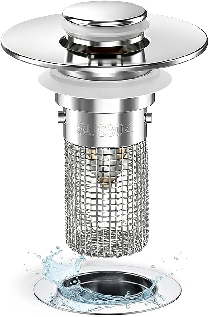 Bathroom Sink Drain Strainer Hair Catcher, Pop Up Universal Sink Drain Stopper by Unknown