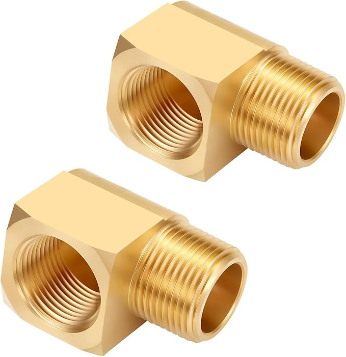 2 PCS Brass Pipe Fitting 90 Degree Elbow 1/2" NPT Male x 1/2" NPT Female | by LitOrange