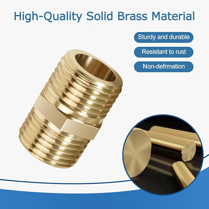1/2 Inch Npt Brass Nipple Male To Male Pipe Fitting Adapter | Straight Connector - Image 3