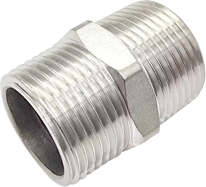 1" Male to 1" Male NPT Hex Nipple, Pipe Fittings 304 Stainless Steel Threaded - Image 4