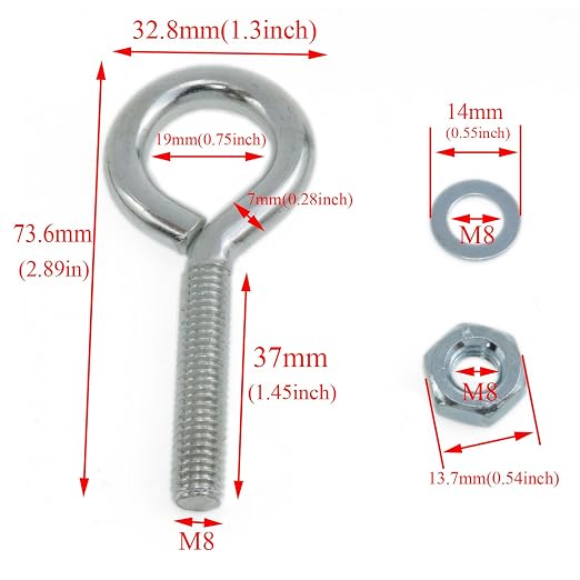 yukata 5/16-18 x 1-1/2 Inch Zinc Plated Carbon Steel Lifting Ring Bolt Kit | - Image 4