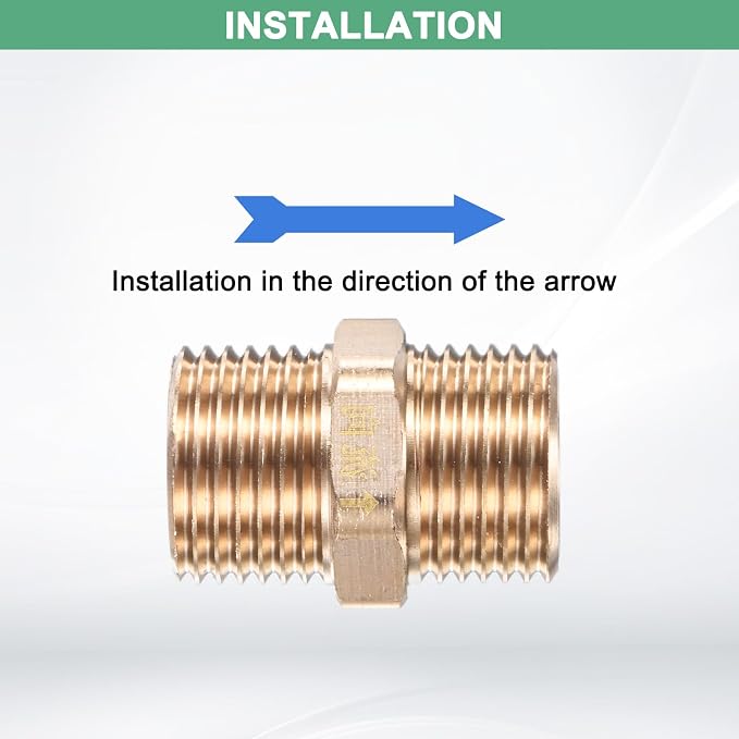 M METERXITY 2-Pack Brass Check Valve, 1/2" Male to 1/2" Male Thread One Way - Image 4