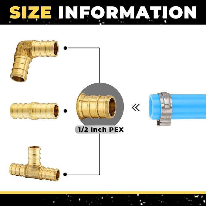 60 Pack Foskan 1/2 Inch PEX Barb Crimp Fittings Set | 20 Pieces Each:Elbow - Image 2