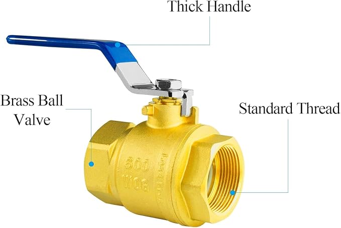 WiseWater 1 1/4" NPT Full Port Brass Ball Valve, UPC Certified, 600 WOG - Image 8