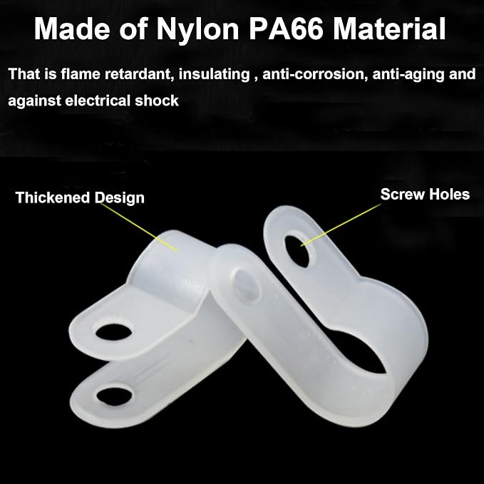 200Pcs White Nylon U-Type Cable Clamps, 1/8 Inch Wire Organizer | Nylon durable - Image 3