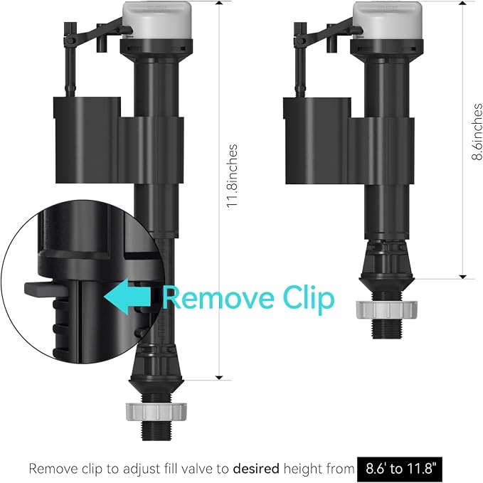 R&T Toilet Fill Valve A1250, Toilet Repair Kit Inside Tank, Universal Toilet - Image 5