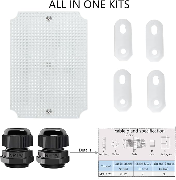 Junction Box, Hinged Clear Cover IP67 Waterproof ABS Project Box - Image 6