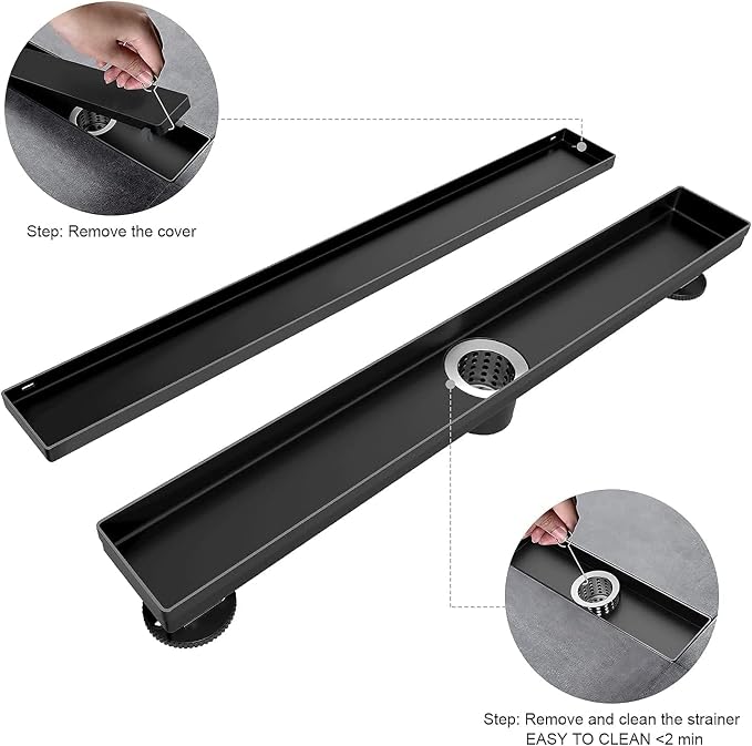 EXF Linear Shower Drain 26 Inch Matte Black - Image 4