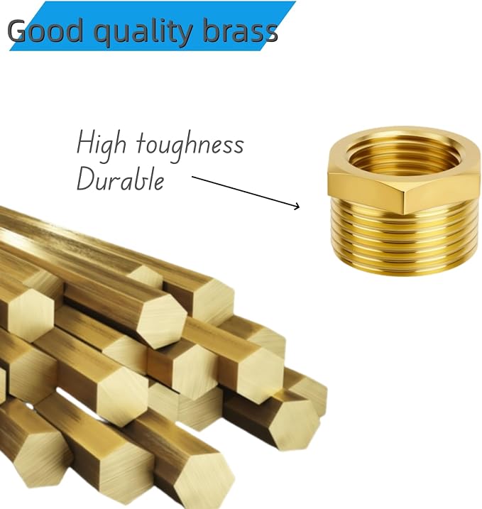 4pcs Brass Reducer Hex Bushing, 3/4" NPT Male to 1/2" NPT Female Heavy Duty - Image 4