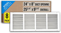 Fits 24x8 Duct Opening | Steel Return Air Grille by Handua | Vent Cover Grill by Handua