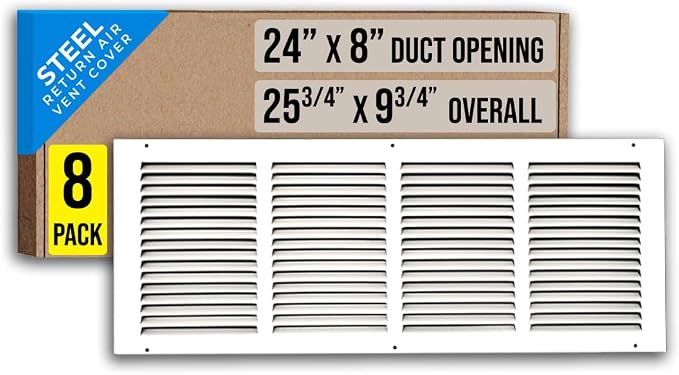Fits 24x8 Duct Opening | Steel Return Air Grille by Handua | Vent Cover Grill by Handua