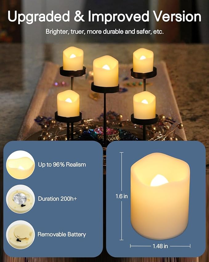 SHYMERY Flameless Votive Candles, 50 Pack Flickering Electric Fake Battery - Image 5