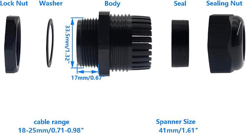 1 Inch NPT Strain Relief Nylon Cord Grip, SAFYY 20 PCS Waterproof Cable Glands - Image 2