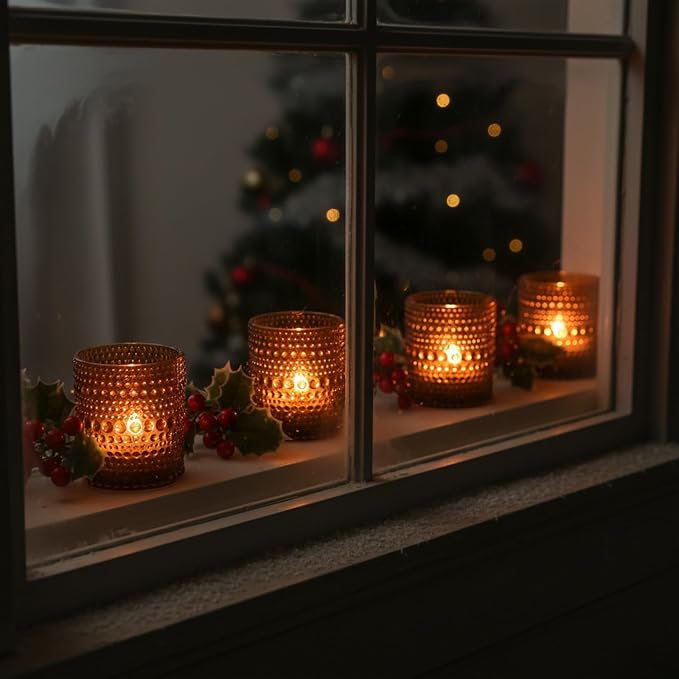 12 Pack Votive Candle Holders, Amber Vintage Candles Holders - Image 3