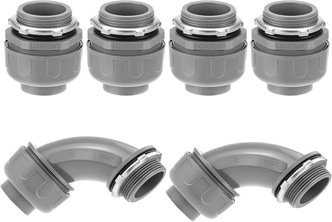 QWORK Liquid Tight Connector, 1-1/2 inch PVC Flexible Conduit Connector by QWORK