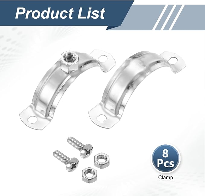 HARFINGTON 8 Pcs Adjustable Pipe Bracket Clamps2" Stainless Steel Wall Ceiling - Image 3