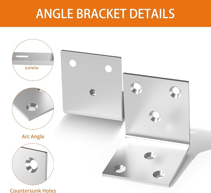80Pcs Stainless Steel Angle Bracket 2In Heavy Duty Corner Brackets - Image 6