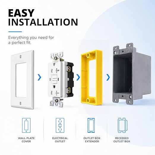 Single Gang Outlet Box Extender Yellow 10-Pack | ABS extender - Image 6
