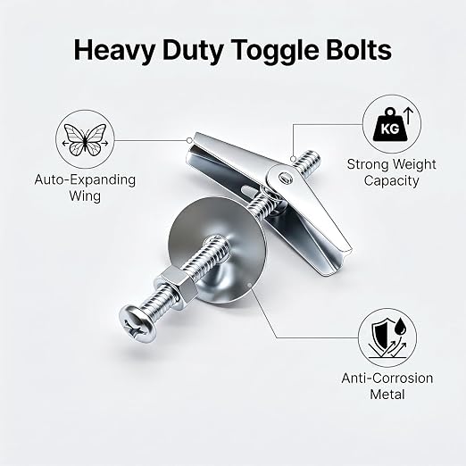 weideer 100Pcs Toggle Bolts 1/8" 3/16" 1/4" Heavy Duty Drywall Anchors and - Image 3