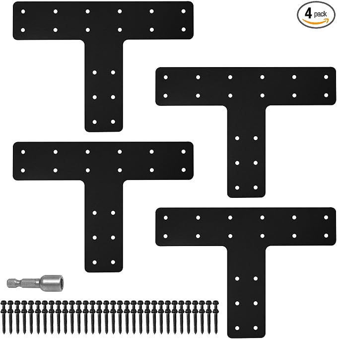T Post Bracket 4PCS, 6x6 Lumber | Black Powder Coated Heavy Duty Pergola by XZWMY